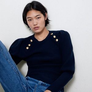 Zara | Sweaters | Zara Navy Gold Button 